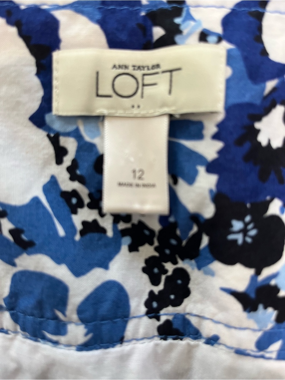 LOFT Outlet Blue Floral A-Line Skirt 12 Preppy Coastal Grandmillennial Summer - Picture 12 of 13